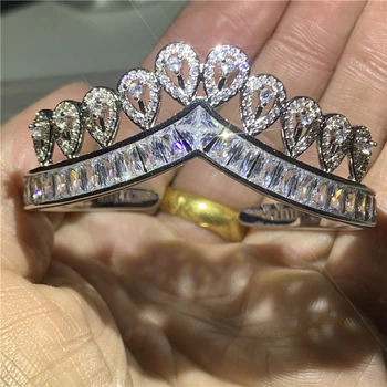 2020 Unikátní Šumivé Luxusní Šperky 925 Sterling Silver Princess Tvar AAAAA CZ Ženy Svatební Otevřít Nastavitelný Náramek Dárek
