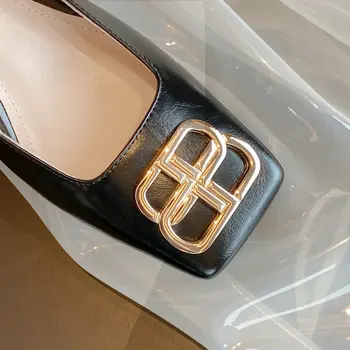2020 v Létě Ženy sandály Originální kožené Dámské boty Evropské módní značky sandály Náměstí hlava Černá bílá ruční