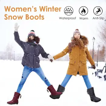 2020 Zimní Boty Nepromokavé dámská Zimní Mid-Tele Boty Nepromokavé Horní Teplé Kožešiny Lemované Anti-slip boty pro Ženy