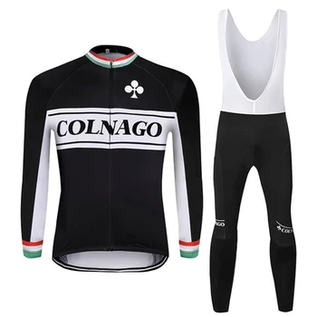 2020 Zimní fleece dlouhý rukáv oblek Colnago Sady Venkovní Jas Pak Mannen Fiets Jersey Ciclyng Bib Set Mtb kit Ciclismo Kleding