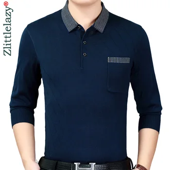 2020 Značky Casual Pocket Fitness Dlouhý Rukáv Polo Tričko Pánské Poloshirt Jersey Solid Pánské Polos Košile Tee Šaty Módy 93008