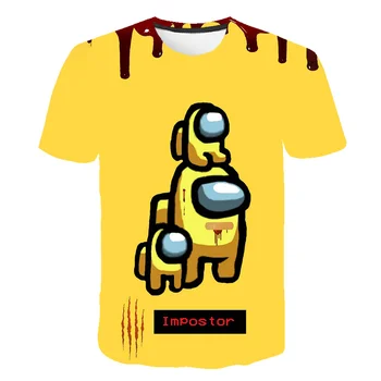2020Girls Šťastný Příležitostné Barevné Camiseta Top Krátký Rukáv 4-14T Nové Letní Kluci Mezi Námi Video Hry Polyester 3D Tištěné T-shirt