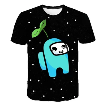 2020Girls Šťastný Příležitostné Barevné Camiseta Top Krátký Rukáv 4-14T Nové Letní Kluci Mezi Námi Video Hry Polyester 3D Tištěné T-shirt