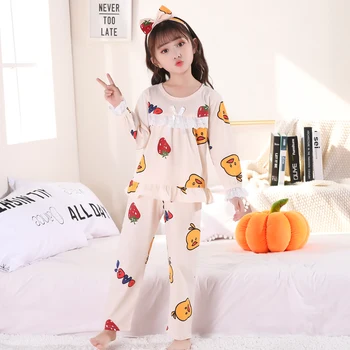 2021 dětské oblečení na Spaní Oblečení Oblek dospívající princezna Dlouhý Rukáv Bavlna Pyžama Holky Spring Pajama Sady Děti Kreslený Pyžama