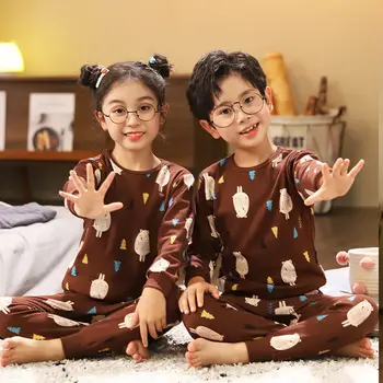 2021 Jarní oblečení na Spaní Pro Děti Dlouhý Rukáv Pyžama Infantil Bavlna Podzim Děti Pyžama Sada Kluky Oblečení pro Dívky 6 10 12Y