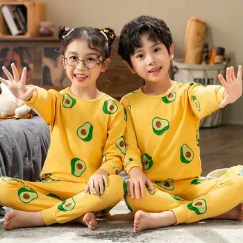 2021 Jarní oblečení na Spaní Pro Děti Dlouhý Rukáv Pyžama Infantil Bavlna Podzim Děti Pyžama Sada Kluky Oblečení pro Dívky 6 10 12Y