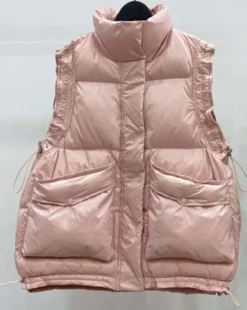 2021 nová péřová bunda, dámská odlehčená vesta s krátkým korejské verzi volné bílé kachna dolů zip lehká vesta módní ženy