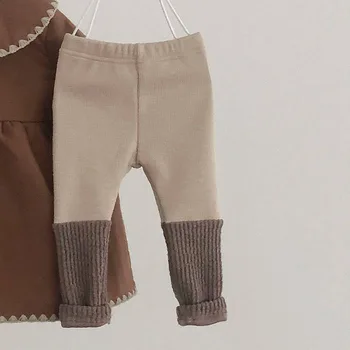 2021 Nové Módní Dítě Tlusté Kalhoty Zimní Teplé Patchwork Legging Kalhoty