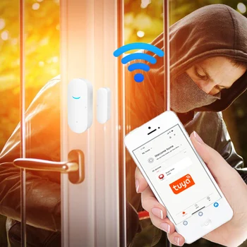 2021 Nové Tuya Wi-fi Inteligentní Dveřní senzor je Kompatibilní S Google Home/Alexa/Smart Life APP Dveřní Okno Otevřít / Zavřít Detektor