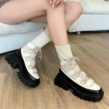 2021 Nové Ženy, Kotníkové Boty Slim Fit Elastické Ponožky Boty Tlusté Sole Platforma Boty Žena Podzim Botas Mujer Dámy Ploché Boot