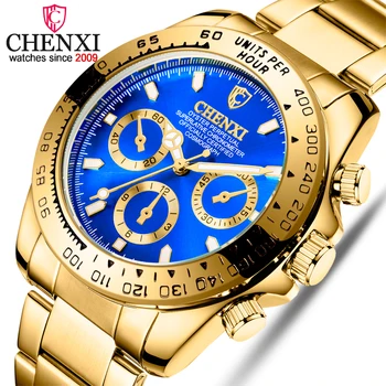 2021 Nový Muž Náramkové hodinky Módní Luxusní Značky CHENXI Muži Hodinky Pánské Podnikání Quartz Hodinky Muž Zlatý xfcs Erkek izle