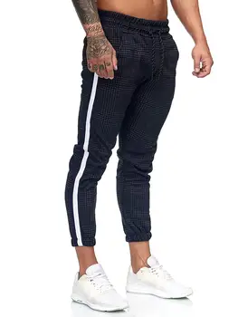 2021 Sexy Muži Kostkované Kalhoty Slim Fit Midwaist Kalhoty Classic Vintage Mužů Obchodní Ležérní Tužka Kalhoty Formální Kalhoty