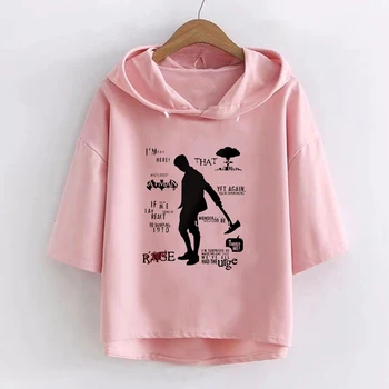 2021 Vtipný Deštník Akademie Grafické Růžové Topy Harajuku T Shirt Ženy Krátký Rukáv Ležérní Móda s Kapucí T-shirt Módní Oblečení