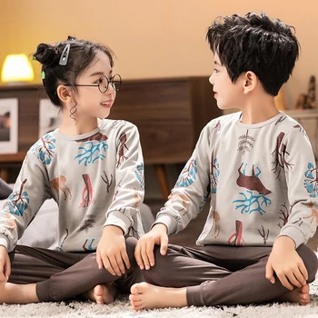 2021 Zimní Chlapci Dívky Pyžama Oblečení Dlouhý Rukáv dětské Oblečení, oblečení na Spaní Bavlněné Pyžamo Sady Pro Děti 4 6 8 10 12 Let
