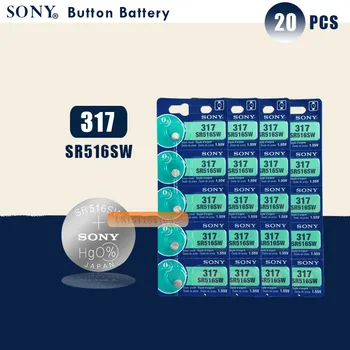 20pc Sony Originální 317 SR516SW SR516 1.55 V, Silver-Oxid Baterie, Tlačítko Coin Cell MADE IN JAPAN Originál Značky