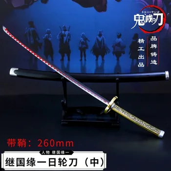 255mm Anime Demon Slayer Cosplay Rekvizity Kimetsu Č. Yaiba Kamado Tanjirou Katana Zbraň Kola Meč S Pochvou Dekorační