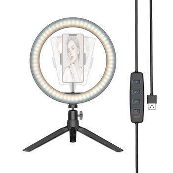 26cm LED prstencové Světlo Profissional s Stativ Stojan a Držák Telefonu Klip Desktop Selfie Fotografie Lampa USB Konektor pro Video Live