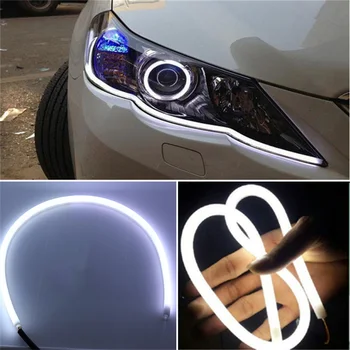 2ks 60cm Car Styling DRL LED Denní Běžící Světlo Příslušenství Flexibilní Brzdy Vodicí Lišta předních Světlometů, Automatické Denní Době Tekoucí Lampy