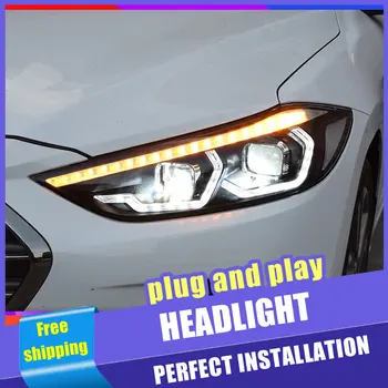 2KS Auto Styl LED světlomety pro Hyundai Elantra 16-19 pro Elantra hlavy lampa DRL Objektiv Dvojité Světlo H7 HID Xenon bi xenon objektiv