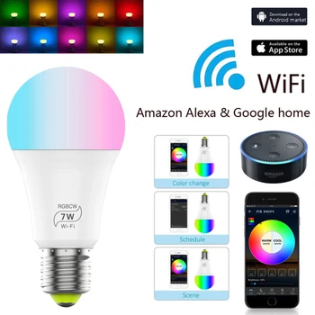 2ks E27 7W LED Noční Světlo Žárovka Inteligentní PIR Snímač Pohybu Lampa AC110V-240V Práce S Alexa A Google Assistant Probudit, Inteligentní Lampy