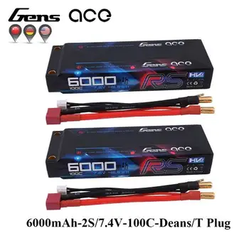 2KS Gens ace 100 ° C-200 ° C RC Auto Baterie 7,6 V 6000mAh Baterie 2S T Konektor pro 1/8 1/10 Úprk Modely Aut IFMAR Závodní Baterie