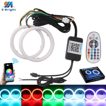 2ks RGB Mobilní telefon APP Bluetooth dálkové ovládání RGB barevné 2835 LED Bavlny Světla Angel eye Světlomet Mlhový Světlomet denního Světla