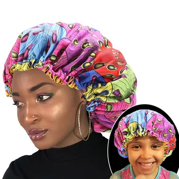 2ks/set Rodič, dítě, klobouk Africké vzor tkaniny Ankara kapoty spát turban szp Ženy Ošetření Vlasů Chrání Vlasy
