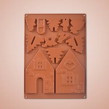 2KS/set Silikonové 3D Perník a Čokoláda Plísní Dům Pro Vánoční Strom Zdobení Krásný Pár Cookie Dort Formy Pečení