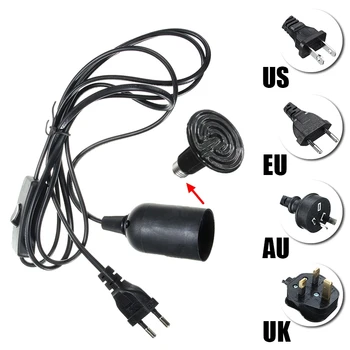 2M Kabel paticí E27 Socket Světlo, Držák Na Plaz Keramické Infračervené Tepelné Zářiče Žárovka Světlo Lampy US EU, UK, AU Plug