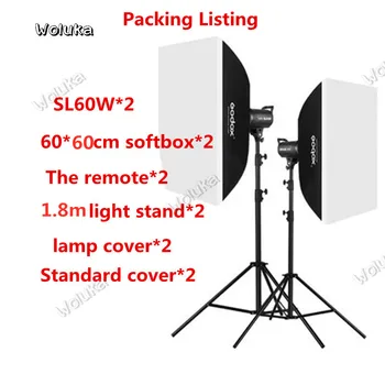 2x Godox SL-60W 60Ws 5600 Studio VEDL Průběžné Foto Video Light + 2x 1,8 m Light Stand + 2x60cm Softbox LED Světlo Kit CD50T03Y