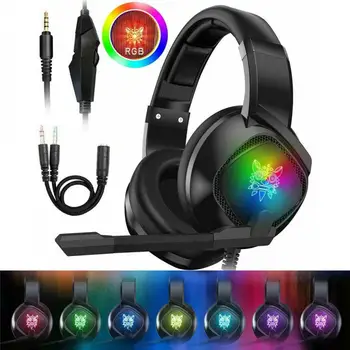 3,5 mm Drátová Sluchátka Herní Stereo Headset RGB LED Sluchátka HD Mikrofonem Pro Xbox One/PS4/PC/Nintendo Přepínač/PC/Notebook Nový
