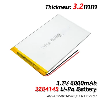 3.7 v 6000mAH 3284145 polymer lithium-iontová baterie Li-ion baterie pro tablet pc 9,7 palcový 10,1 palcový reproduktor Nahradit 3085145 Bateria