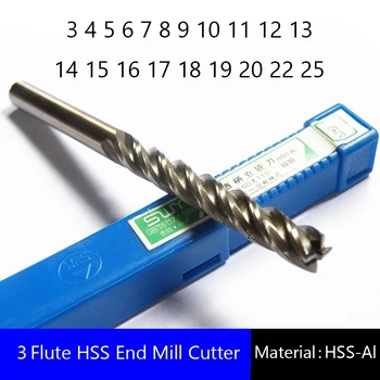 3 Flétny HSS Konec Mill Cutter CNC Bit Fréza Extra Dlouhá 3 4 5 6 7 8 9 10 11 12 13 14 15 16 17 18 19 20 22 25