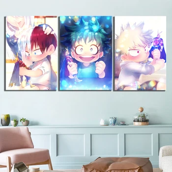 3 Ks HD Anime Chlapci Obrázky Můj Hrdina Academia Kreslený Film, Plakát, Obrazy, Samolepky na Zeď, Umělecké Plátno pro Domácí Dekor