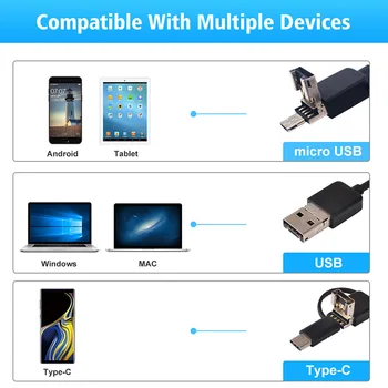 3 v 1 3.9 mm USB Android Endoskop HD 720P 6 Led diody Zkontrolujte, zda Vodotěsný Fotoaparát Potrubí Boroskop pro OTG Samsung, Huawei, LG, Xiaomi PC