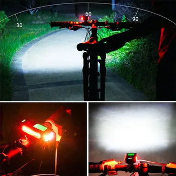 3 v 1 Bike Světlo USB jízdních Kol Přední Světla, 5 LED Vodotěsné Baterku Řídítka, Cyklistické Světlomet Roh s Kolo zadní Světla