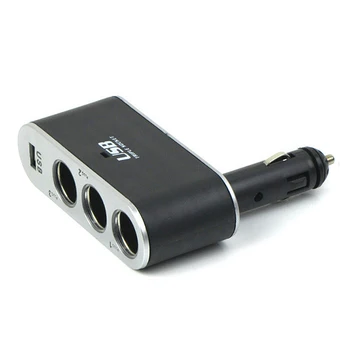 3 Way Multi Zásuvky Auto Zapalovače Cigaret Splitter s USB Plug Nabíječka DQ-Drop
