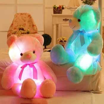 30cm/50cm Kreativní rozsvítí LED Bear Vycpaná Zvířata Plyšová Hračka Barevné Zářící Vánoční, Narozeniny, Nový Rok Dárek pro Děti