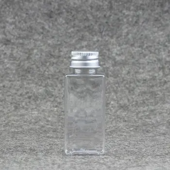 30ml náměstí láhev hliníkový Šroubovací uzávěr láhve PET plastové láhve kovové víko plastové láhve mini skladování sklenic