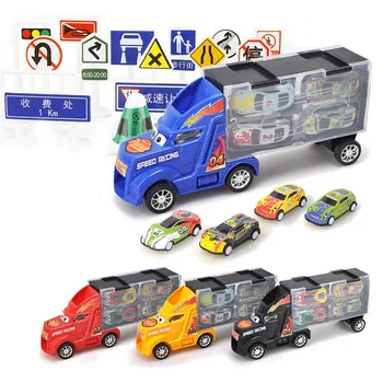 33Pcs (28oč Road Sign + 4Pc Auto +1ks Velké) Truck Diecast Model Auta pro Děti, Vánoční Dárky, Auta, Hračky Vozidel