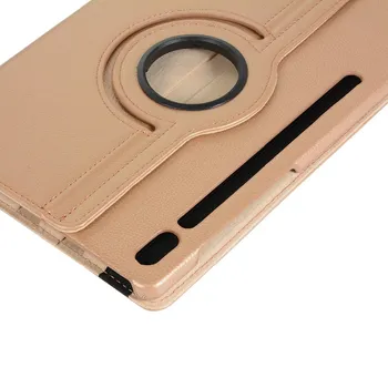 360 Stupňů Rotující PU Kožené Pouzdro Pro Samsung Galaxy Tab S6 10.5 2019 SM-T860 SM-T865 T860 T865 Tablet Ochranné pouzdro +Fólie