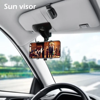 360 ° Auto Držák Mobilního Telefonu Smartphone Stojí GPS Mount Auto na oblečení Palubní desku, zpětné Zrcátko sluneční clona Fixní Držák Klip