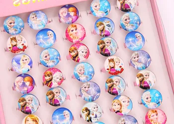 36pcs/lot kreslený Disney Frozen Elsa děti kroužek v krabici holka, narozeniny, strana, dárek, dítě, Děti, den, panenka kosmetické hračka příslušenství