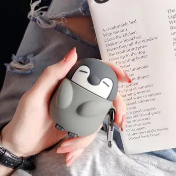 3D Kreslený Tučňák Bezdrátová Sluchátka Pouzdro Pro Apple AirPods 2 Silikonové Nabíjení Sluchátka Pouzdro Pro Airpods Ochranný Kryt
