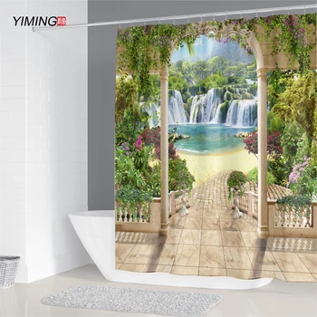 3D krásné scenérie venku tisk sprchový závěs polyester vodotěsné plísním závěs koupelna oddíl opony
