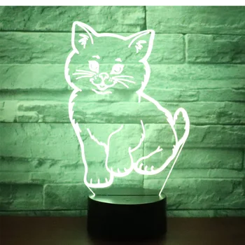 3D LED Noční Světlo Realistické Kočka s 7 Barev Světla pro Domácí Dekorace Lampa Úžasné Vizualizace Optické Iluze Úžasné