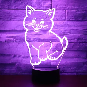 3D LED Noční Světlo Realistické Kočka s 7 Barev Světla pro Domácí Dekorace Lampa Úžasné Vizualizace Optické Iluze Úžasné