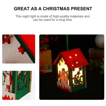 3D Mini Dřevěné Zářící Dům, Kreativní Vesnice Svítící Dům Vánoční Strom Závěsné Dekorace Nový Rok Dárek