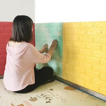 3D Tapety DIY Samolepicí Vodotěsné Pěna Ložnice, Obývací Pokoj Cihlové Zdi Nálepka Snadné Pohodlí domova rozpíjení barvy 70*38