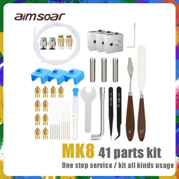 3D Tiskárna díly MK8 Tryska Nástroje Kit klíč silikonové pouzdro čištění ocelové jehly nůž ve tvaru L punč pinzety topení blok